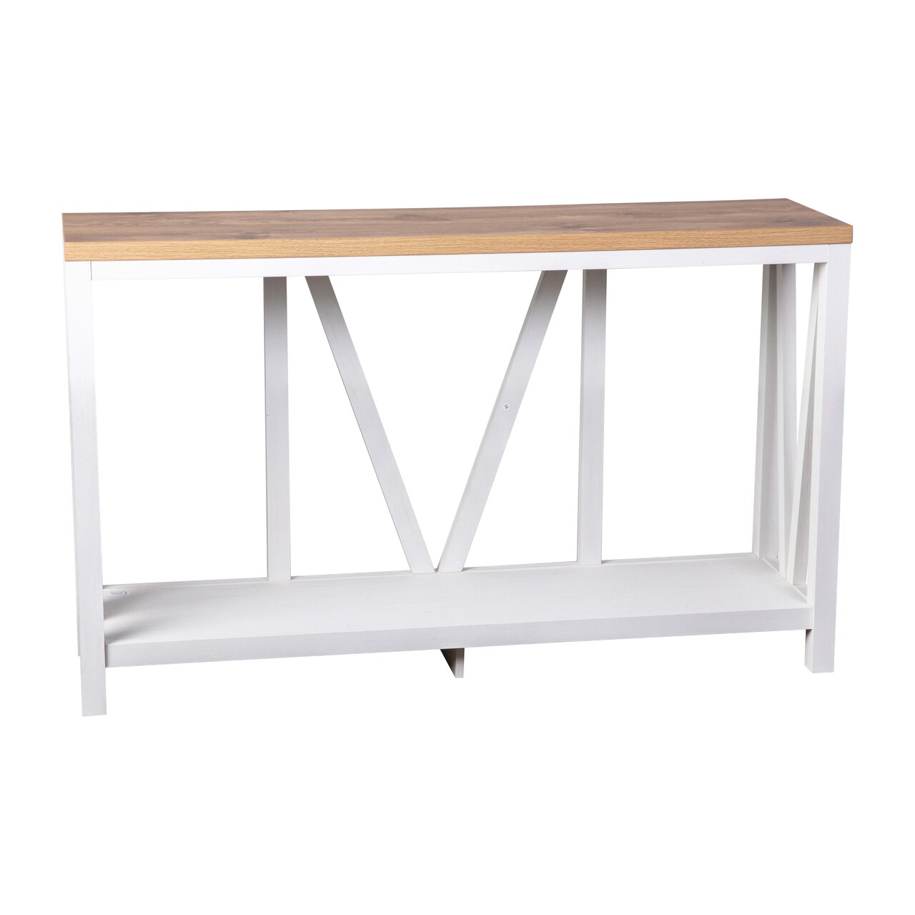 Merrick Lane Erikson Modern Farmhouse Engineered Wood Sofa Table with Wood Bracing and Lower Shelf